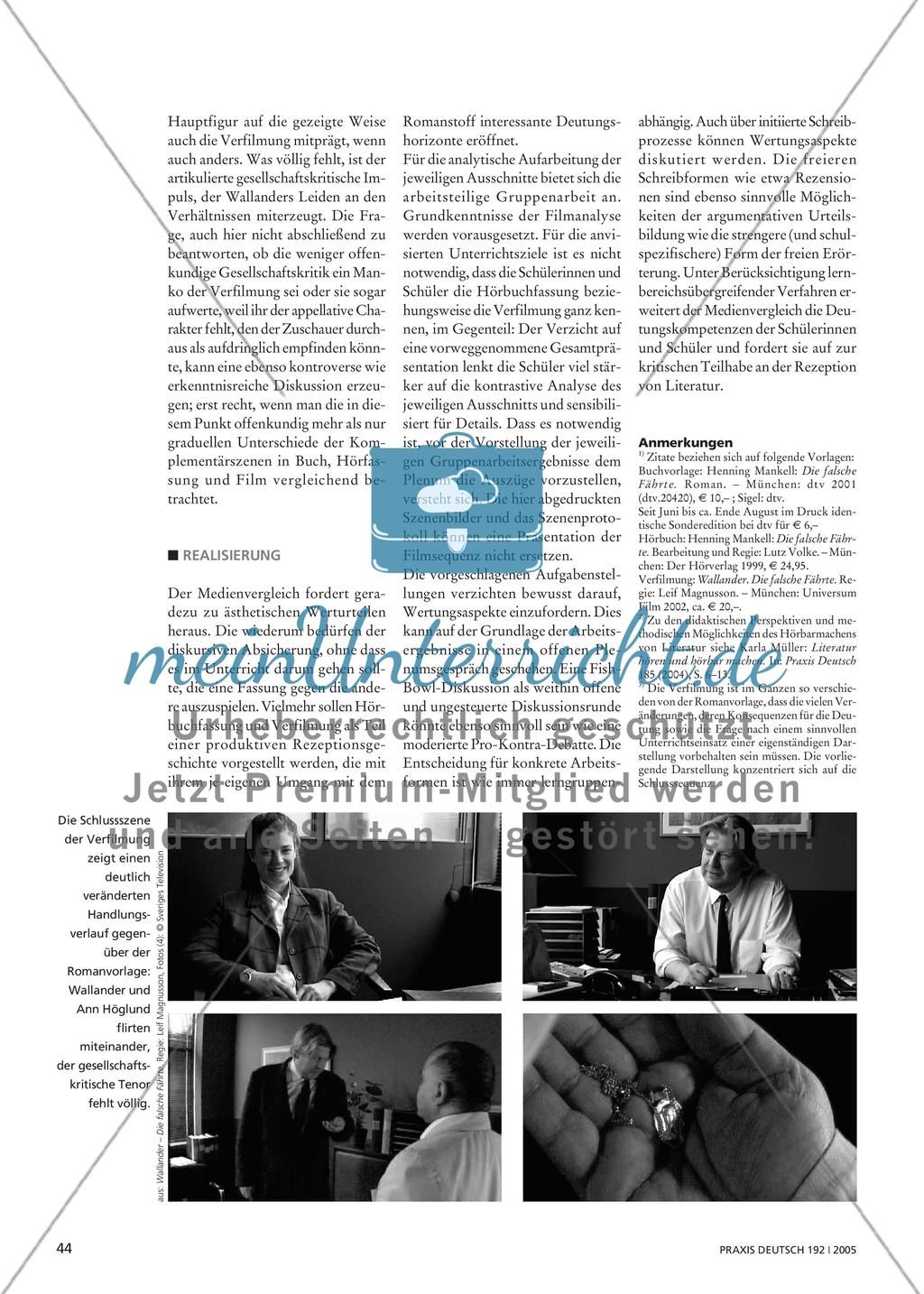 Wallander intermedial - Henning Mankells Roman Die falsche Fährte in vergleichender Medienanalyse Preview 3