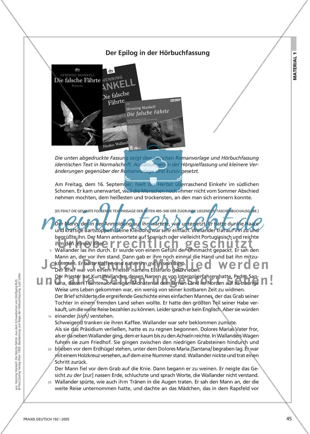 Wallander intermedial - Henning Mankells Roman Die falsche Fährte in vergleichender Medienanalyse Preview 4