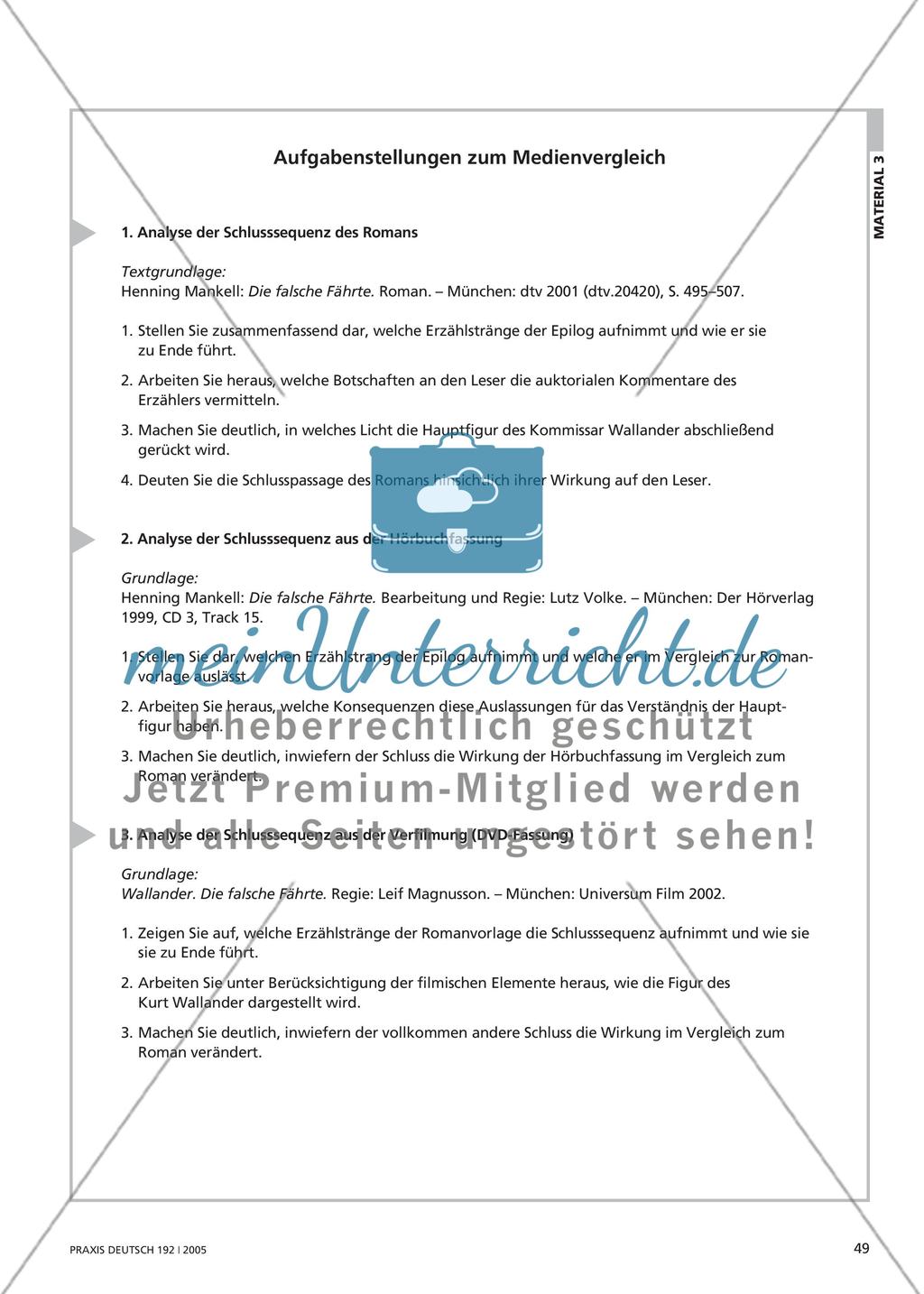 Wallander intermedial - Henning Mankells Roman Die falsche Fährte in vergleichender Medienanalyse Preview 8