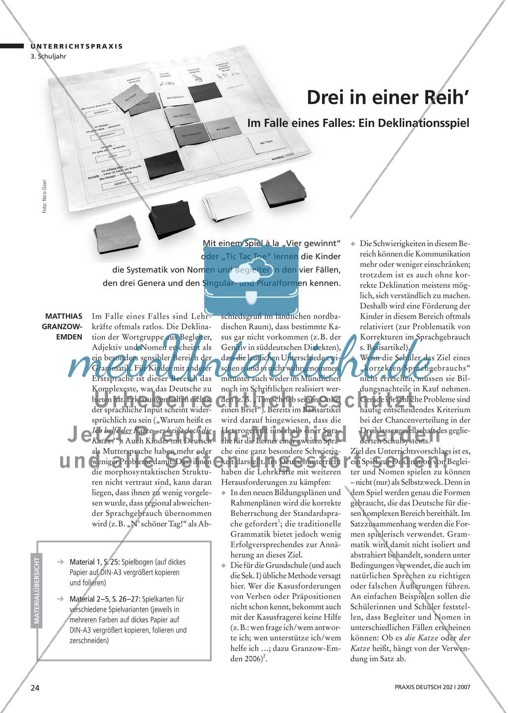 Drei in einer Reih’ - Im Falle eines Falles: Ein Deklinationsspiel Preview 1