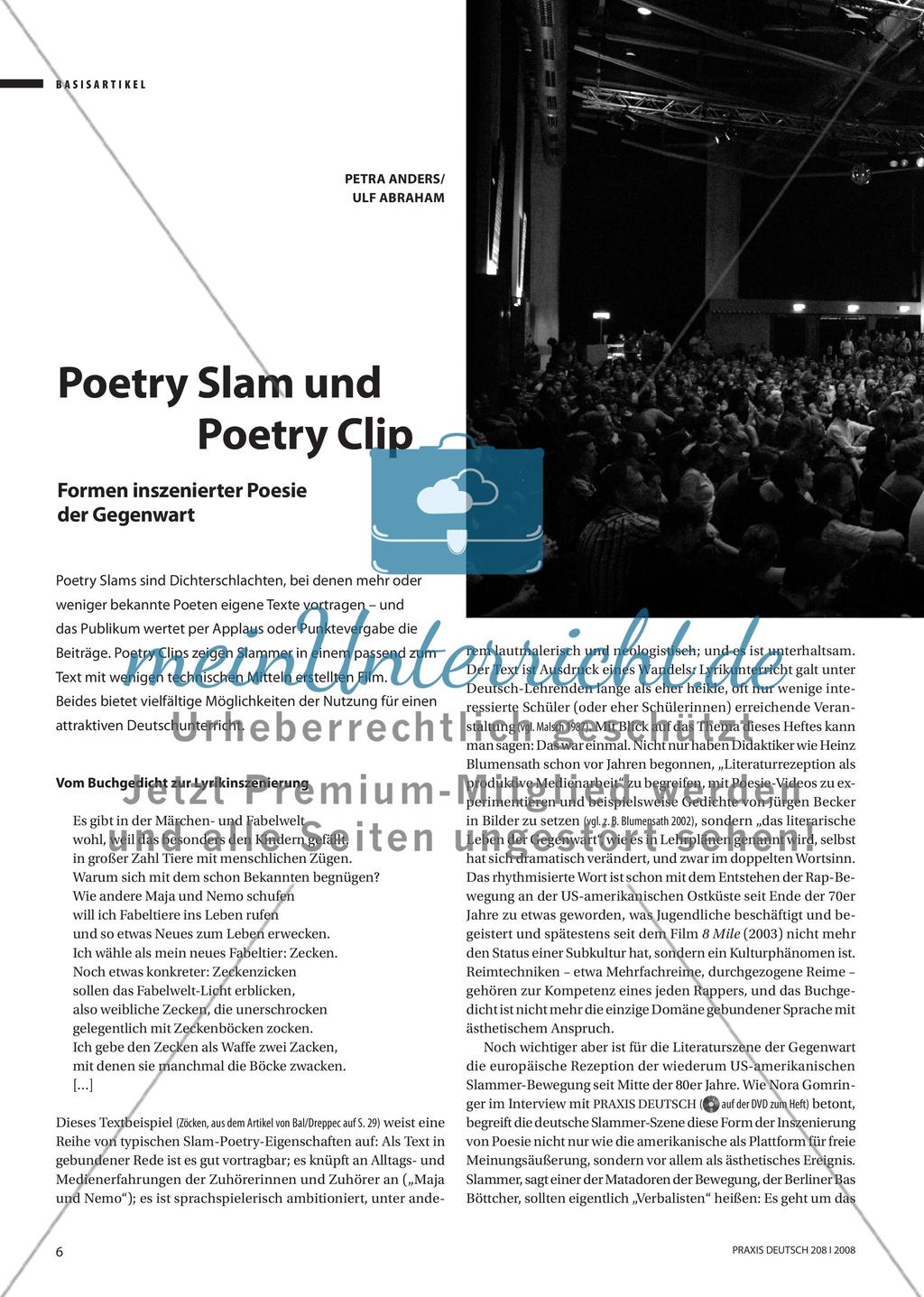 Poetry Slam & Poetry Clip - Formen inszenierter Poesie der Gegenwart Preview 1