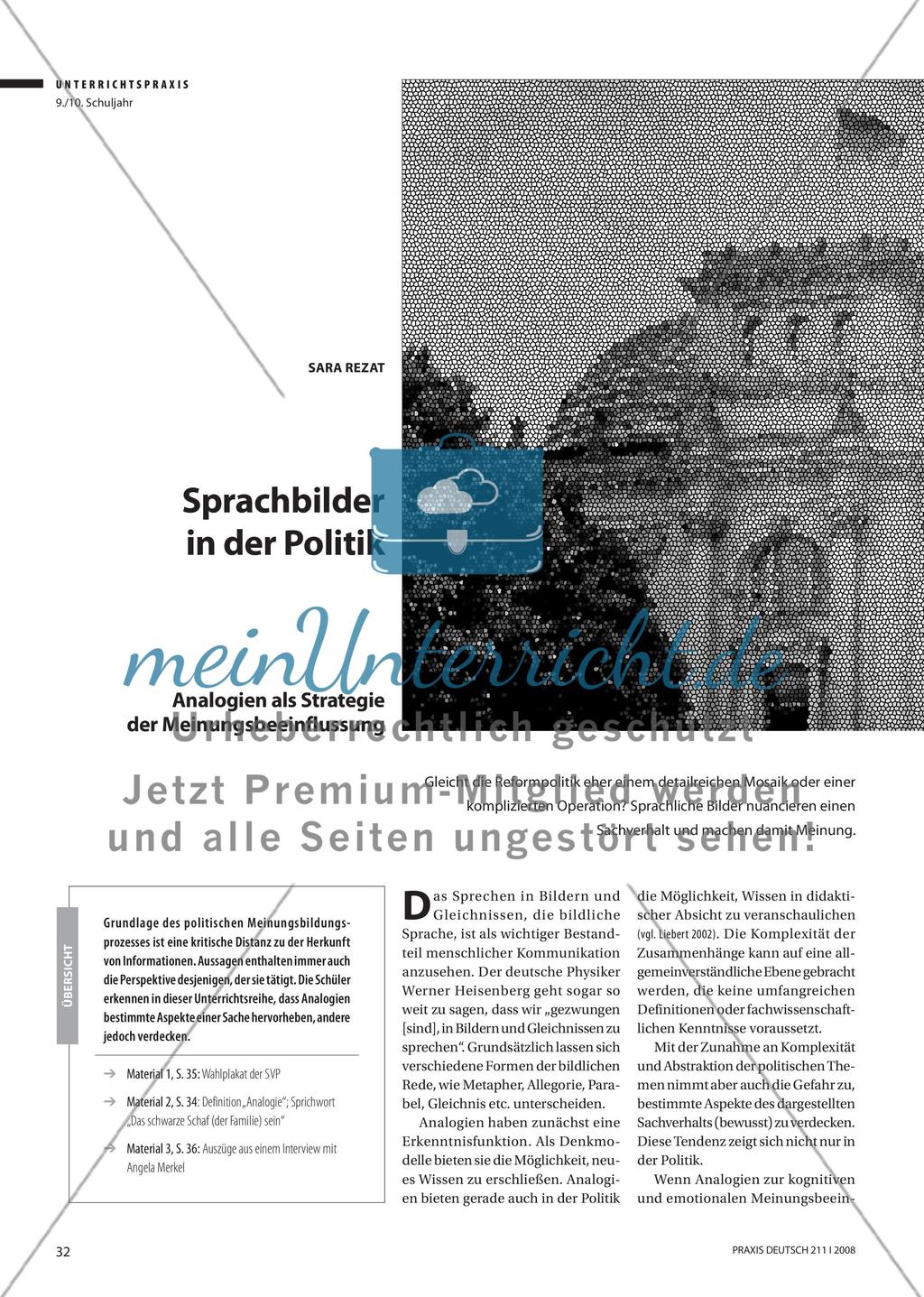 Sprachbilder in der Politik - Analogien als Strategie der Meinungsbeeinflussung Preview 1