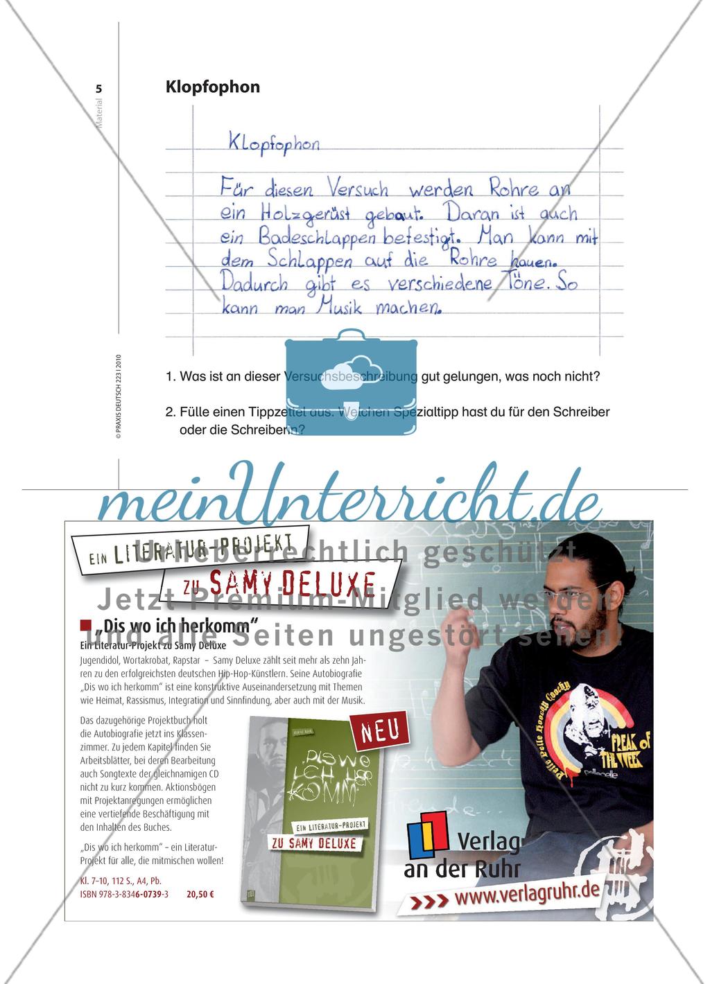 „Mit Schlappen auf die Rohre hauen“ - Kriterien zum Schreiben von Versuchsanleitungen entwickeln Preview 6