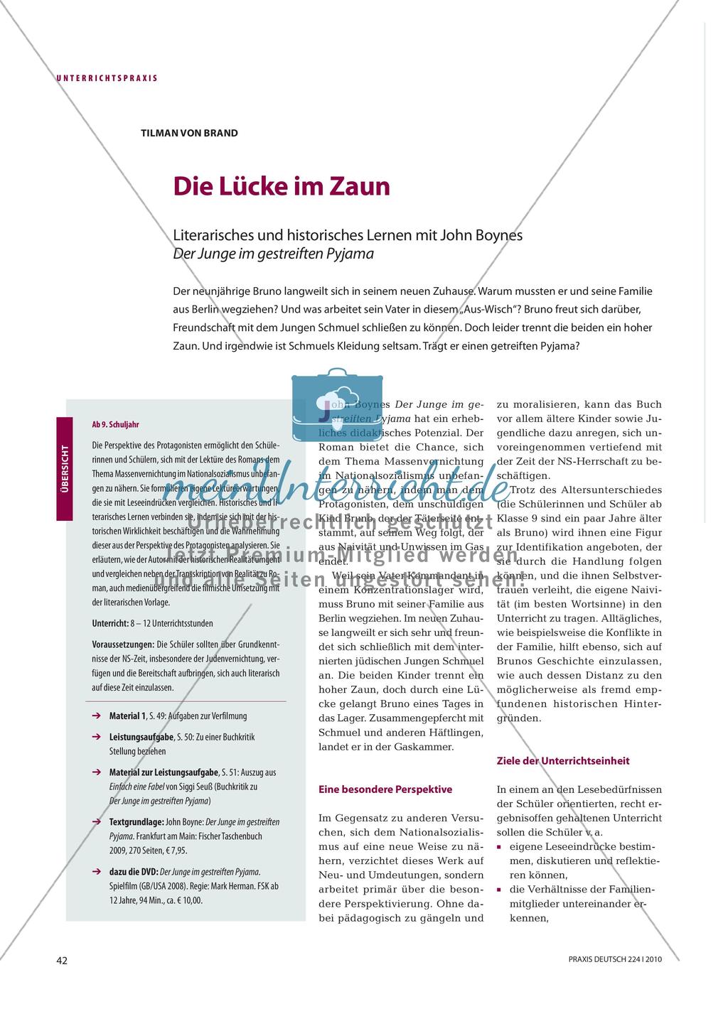 Literarisches und historisches Lernen mit John Boynes