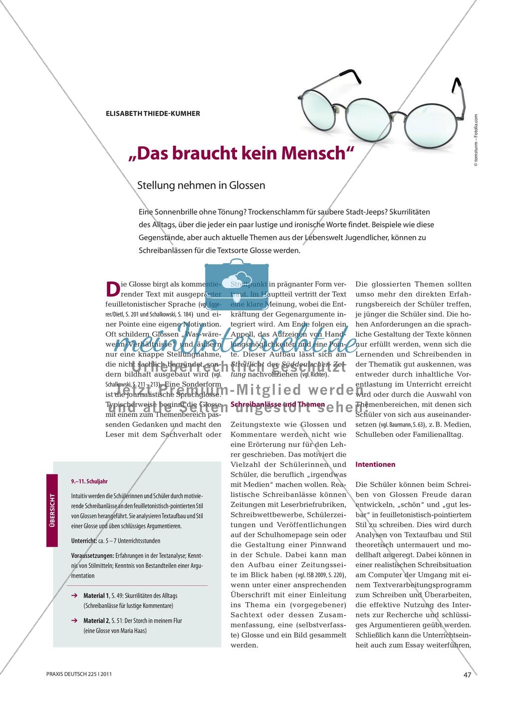 Erarbeitung und Anwendung der Merkmale und Struktur einer Glosse Preview 1
