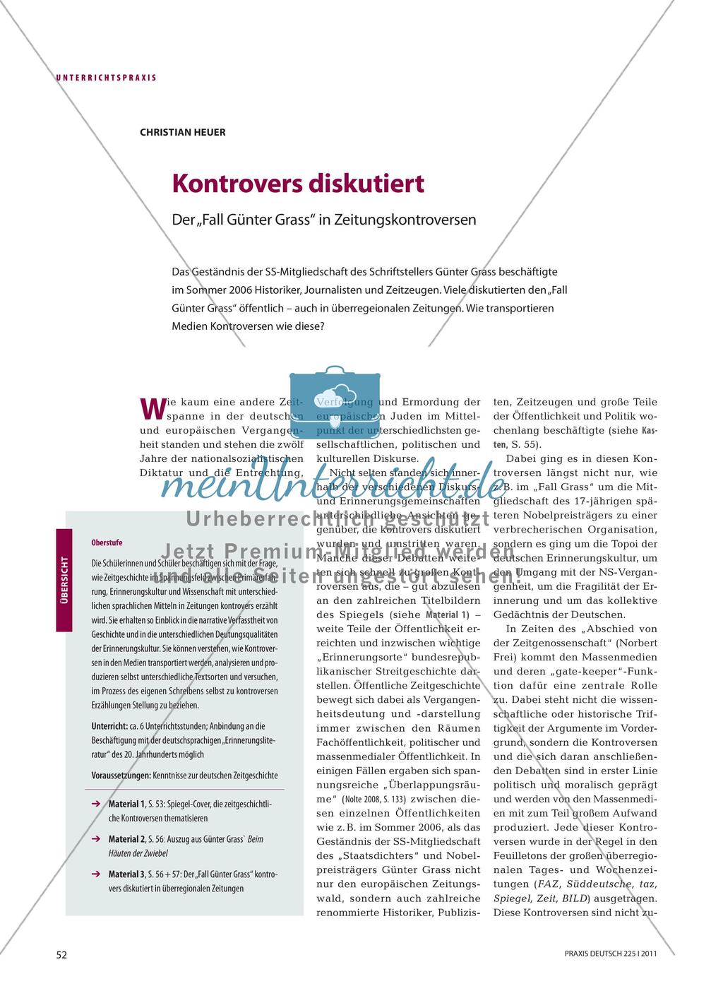 Die Kontroverse um den „Fall Günter Grass“: Analyse und Reflexion Preview 1