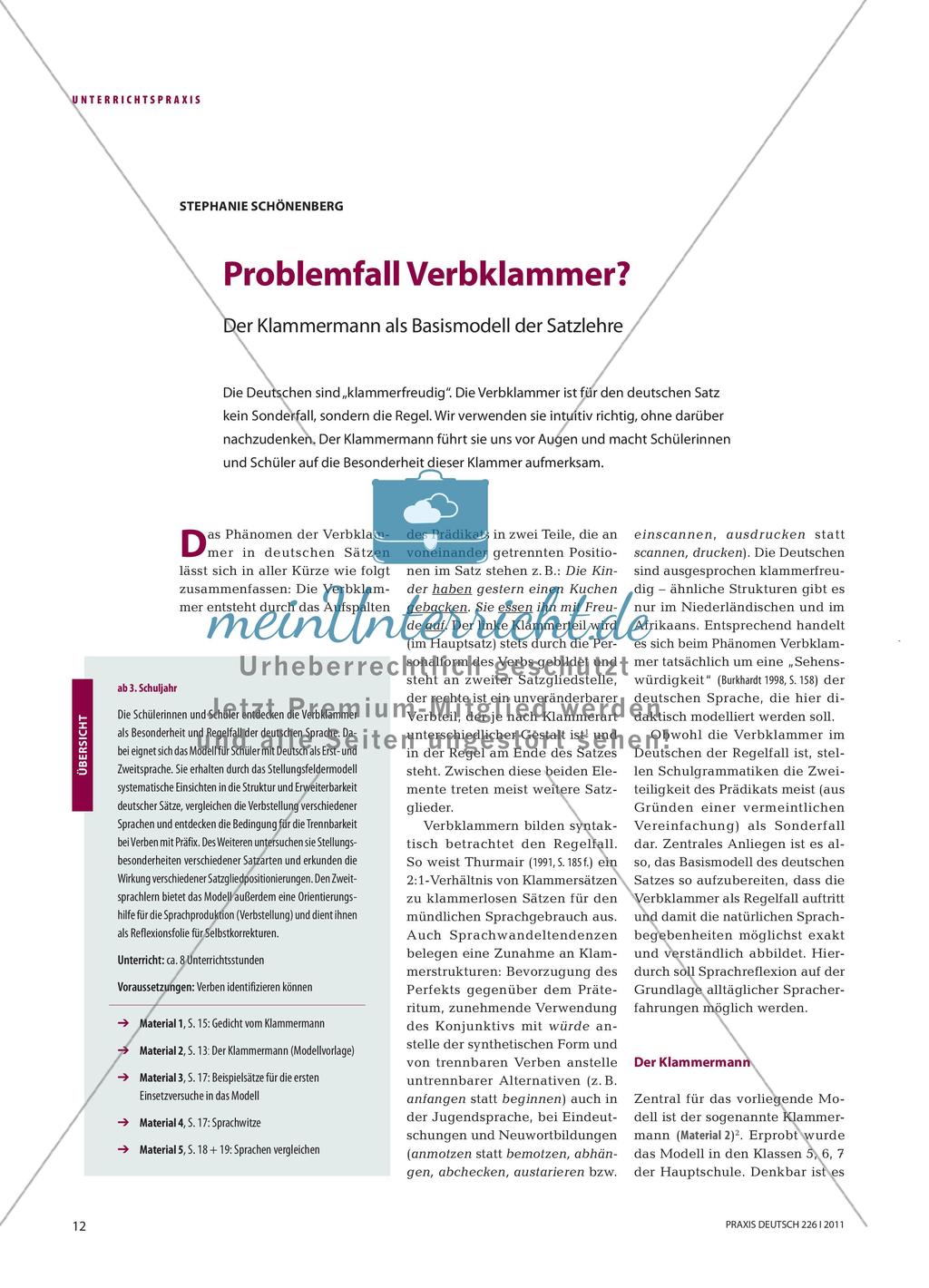 Problemfall Verbklammer? - Der Klammermann als Basismodell der Satzlehre Preview 1
