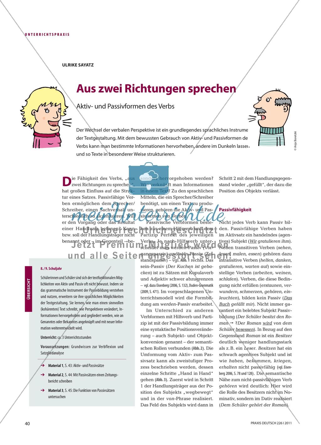 Aus zwei Richtungen sprechen - Aktiv- und Passivformen des Verbs Preview 1