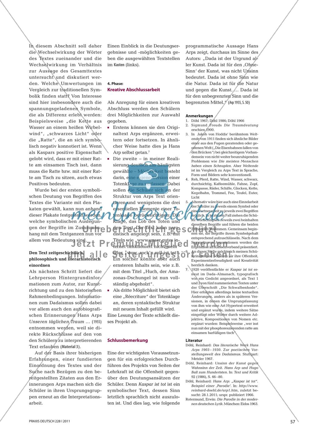 Ein symbolischer Text als Rätsel - Deutung und kreative Verarbeitung des dadaistischen Textes Kaspar ist tot von Hans Arp Preview 6