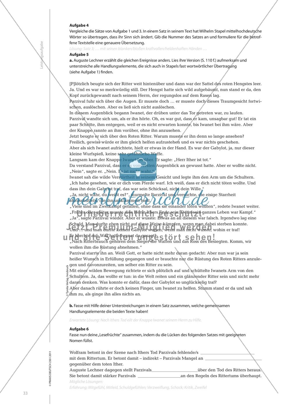 Mittelhochdeutsche Texte aus dem Jugendroman