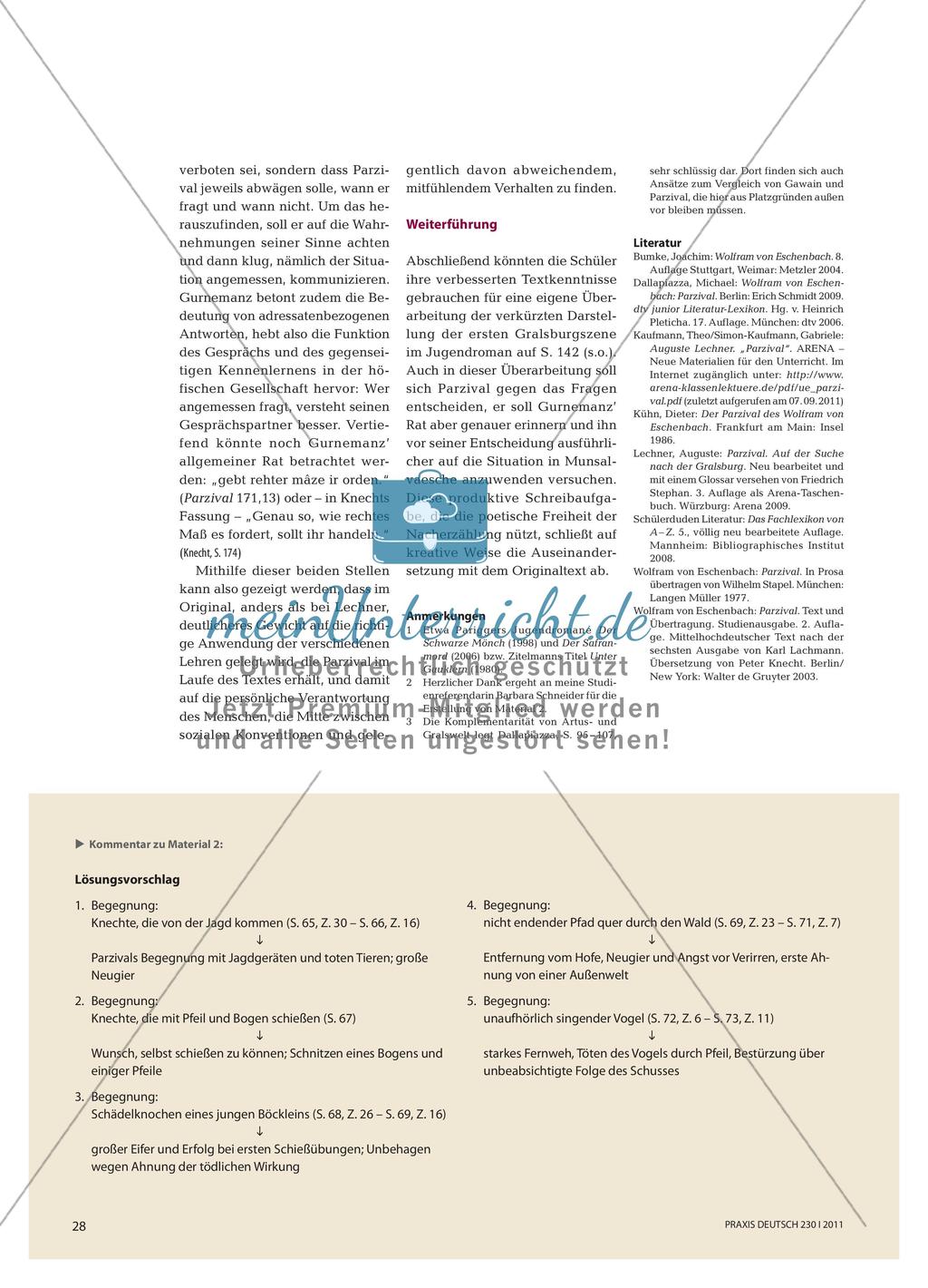 Mittelhochdeutsche Texte aus dem Jugendroman