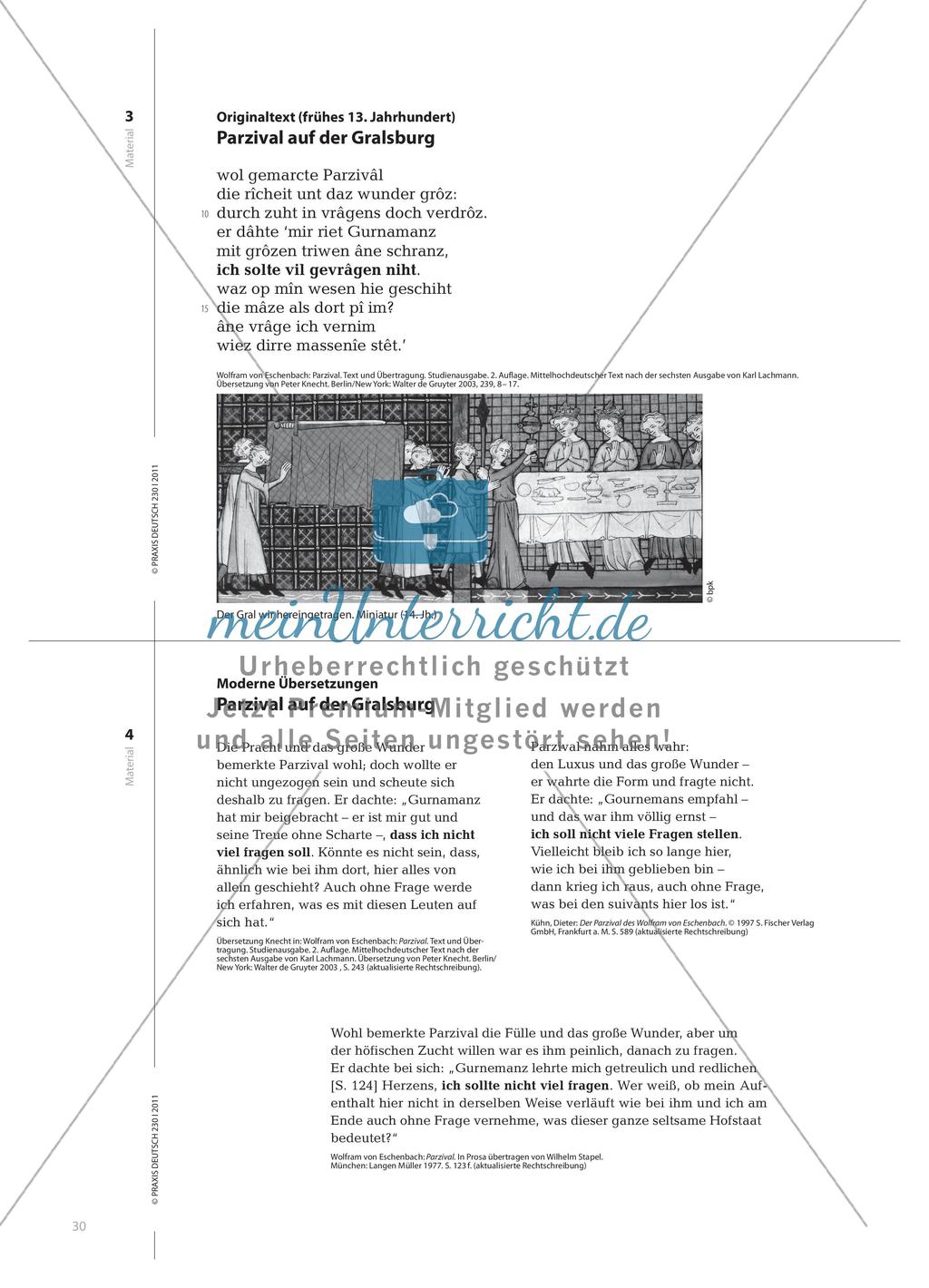Mittelhochdeutsche Texte aus dem Jugendroman