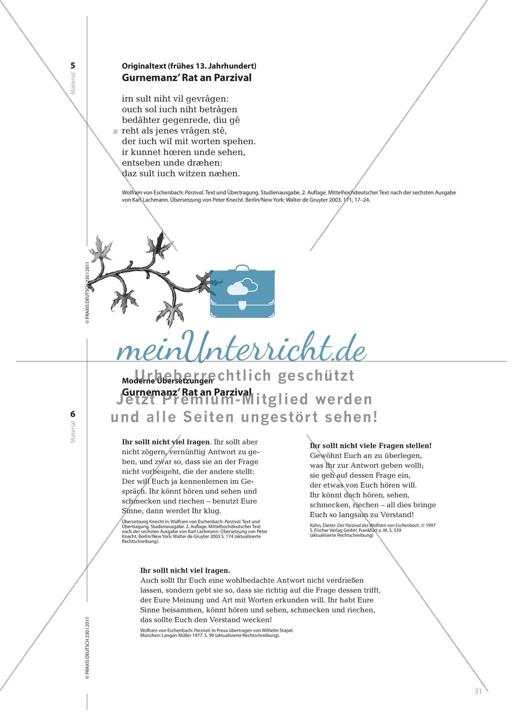 Mittelhochdeutsche Texte aus dem Jugendroman