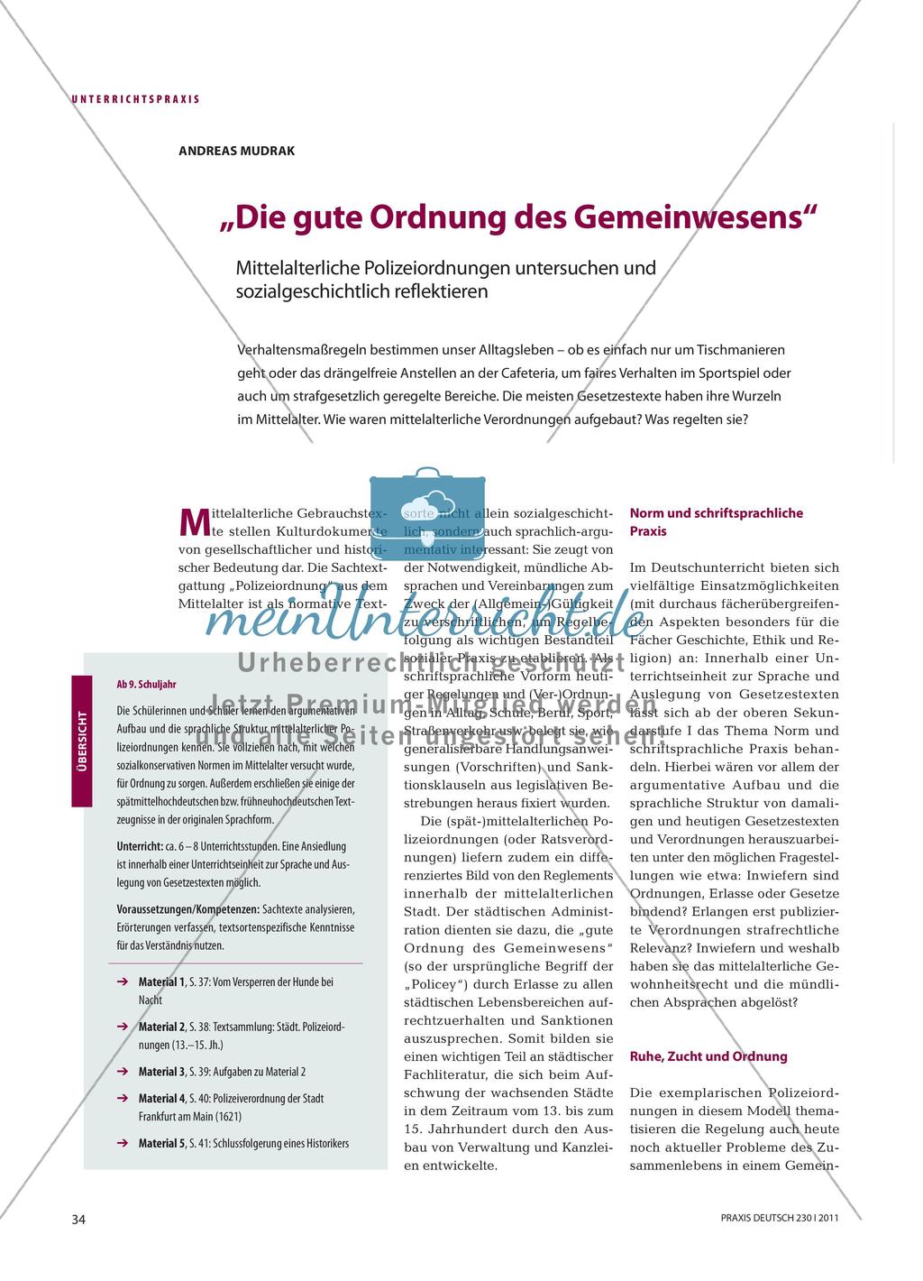 Untersuchen und Reflektieren von mittelalterlichen Polizeiordnungen Preview 1