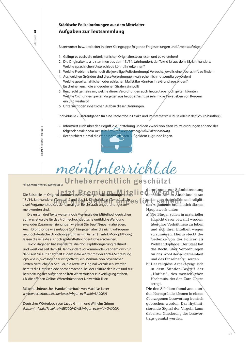 Untersuchen und Reflektieren von mittelalterlichen Polizeiordnungen Preview 6