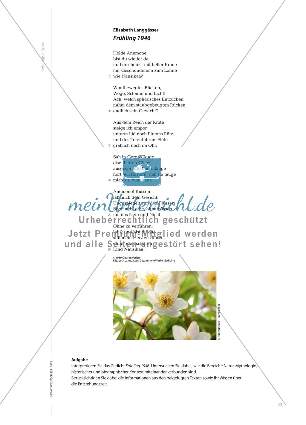 Frühling 1946 - Gedichtinterpretation mit dem Schwerpunkt einer komplexen Kontextualisierung Preview 2
