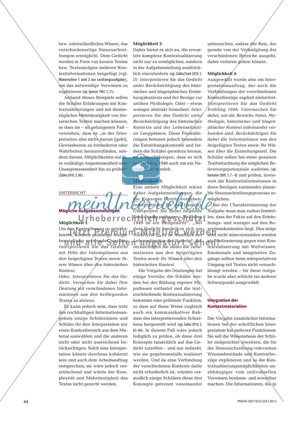 Frühling 1946 - Gedichtinterpretation mit dem Schwerpunkt einer komplexen Kontextualisierung Preview 3