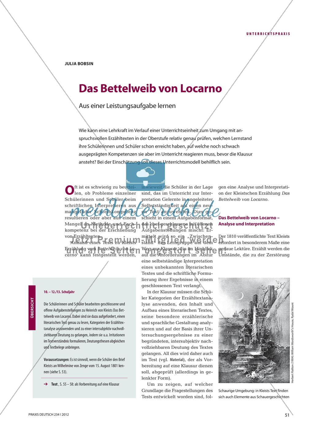 Das Bettelweib von Locarno - Aus einer Leistungsaufgabe lernen Preview 1