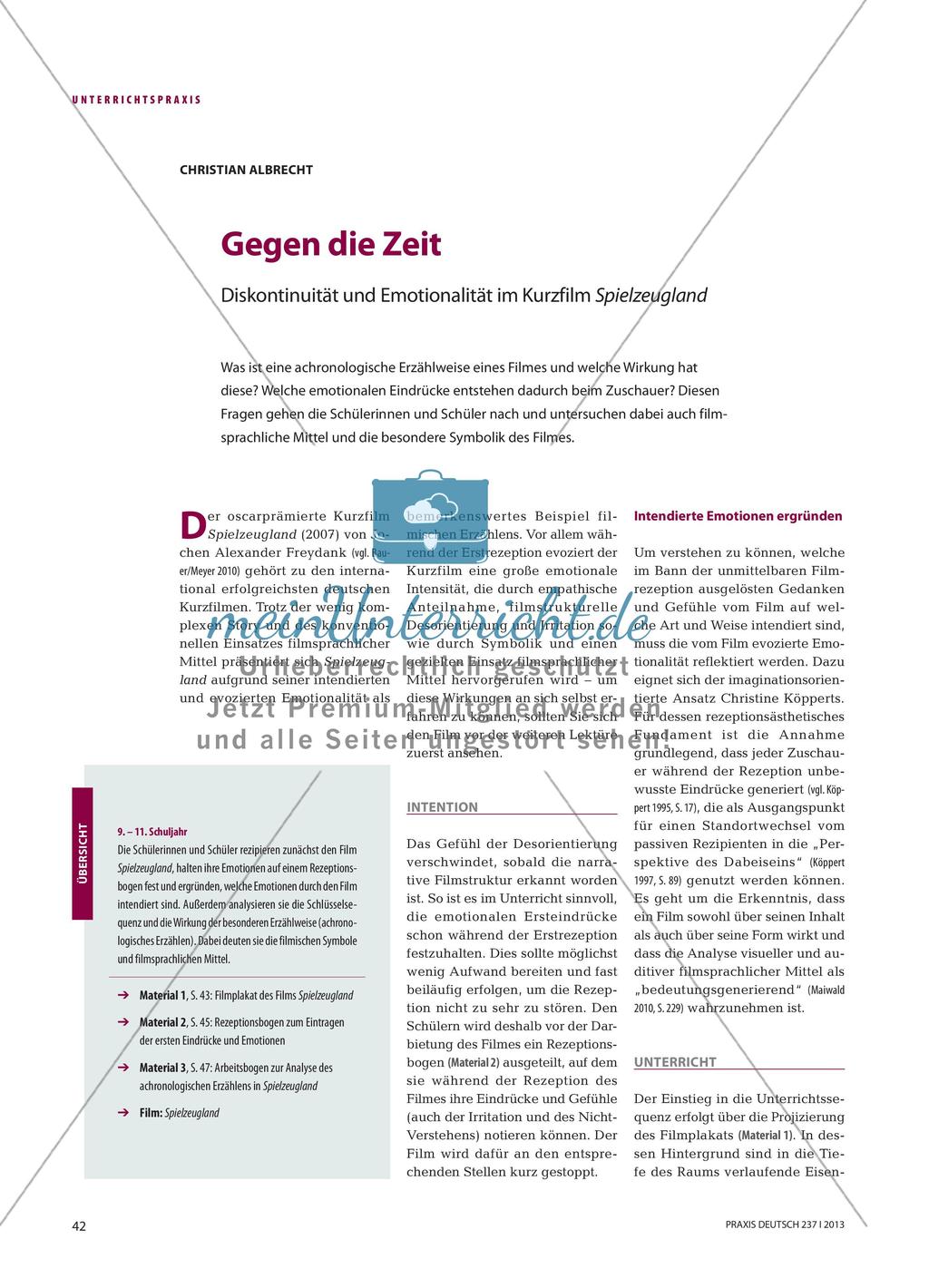 Gegen die Zeit - Diskontinuität und Emotionalität im Kurzfilm Spielzeugland Preview 1
