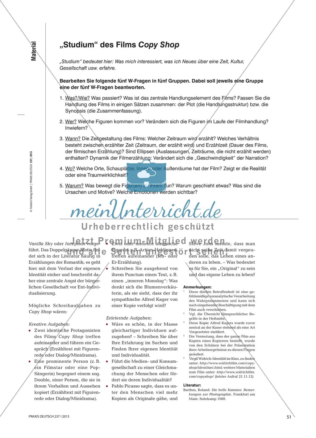 Copy Shop - Filmanalyse, Identitätsreflexion und kreatives Schreiben zum „Kopierfilm“ von Virgil Widrich Preview 4
