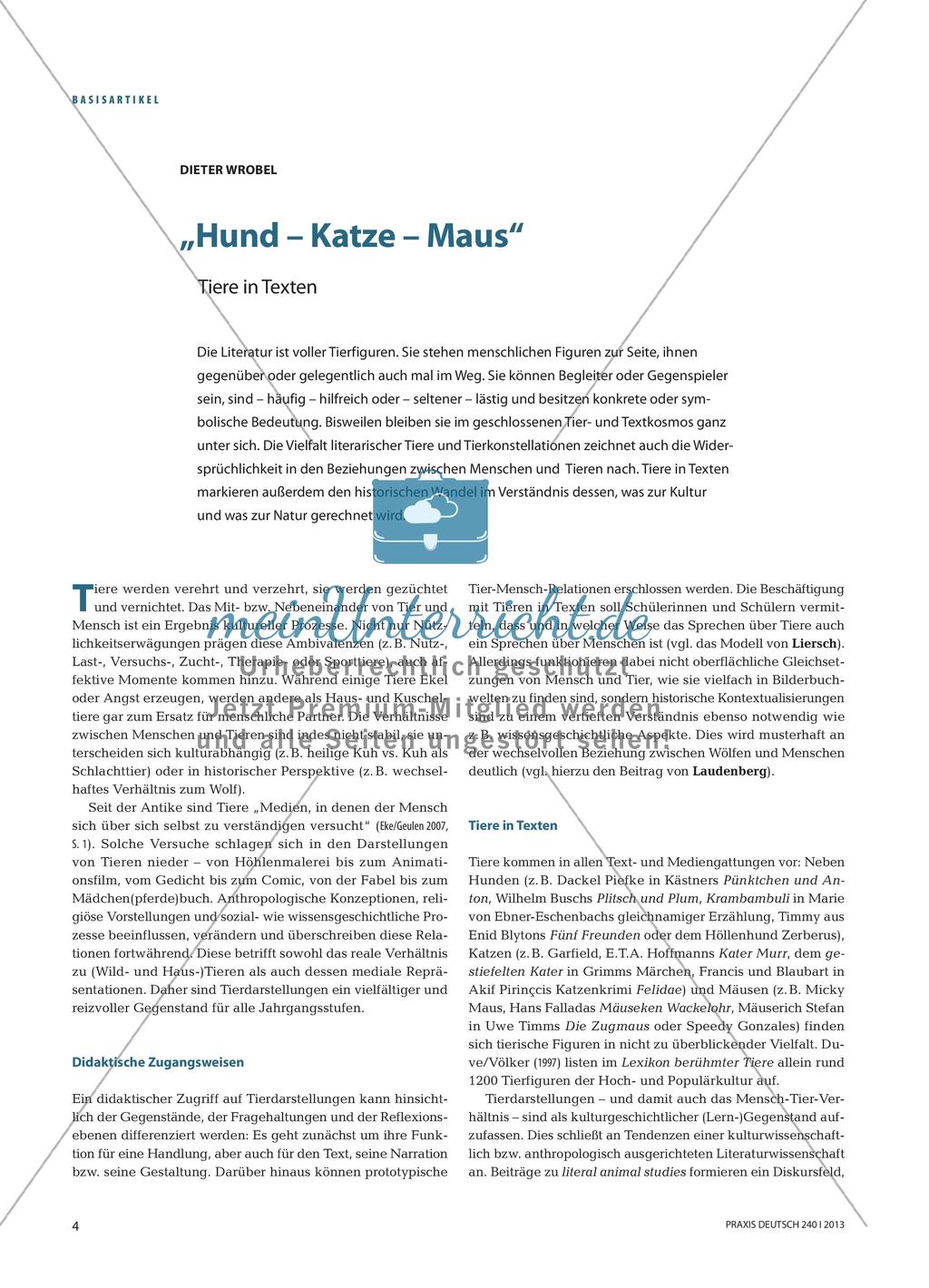 „Hund – Katze – Maus“: Tiere in Texten Preview 1