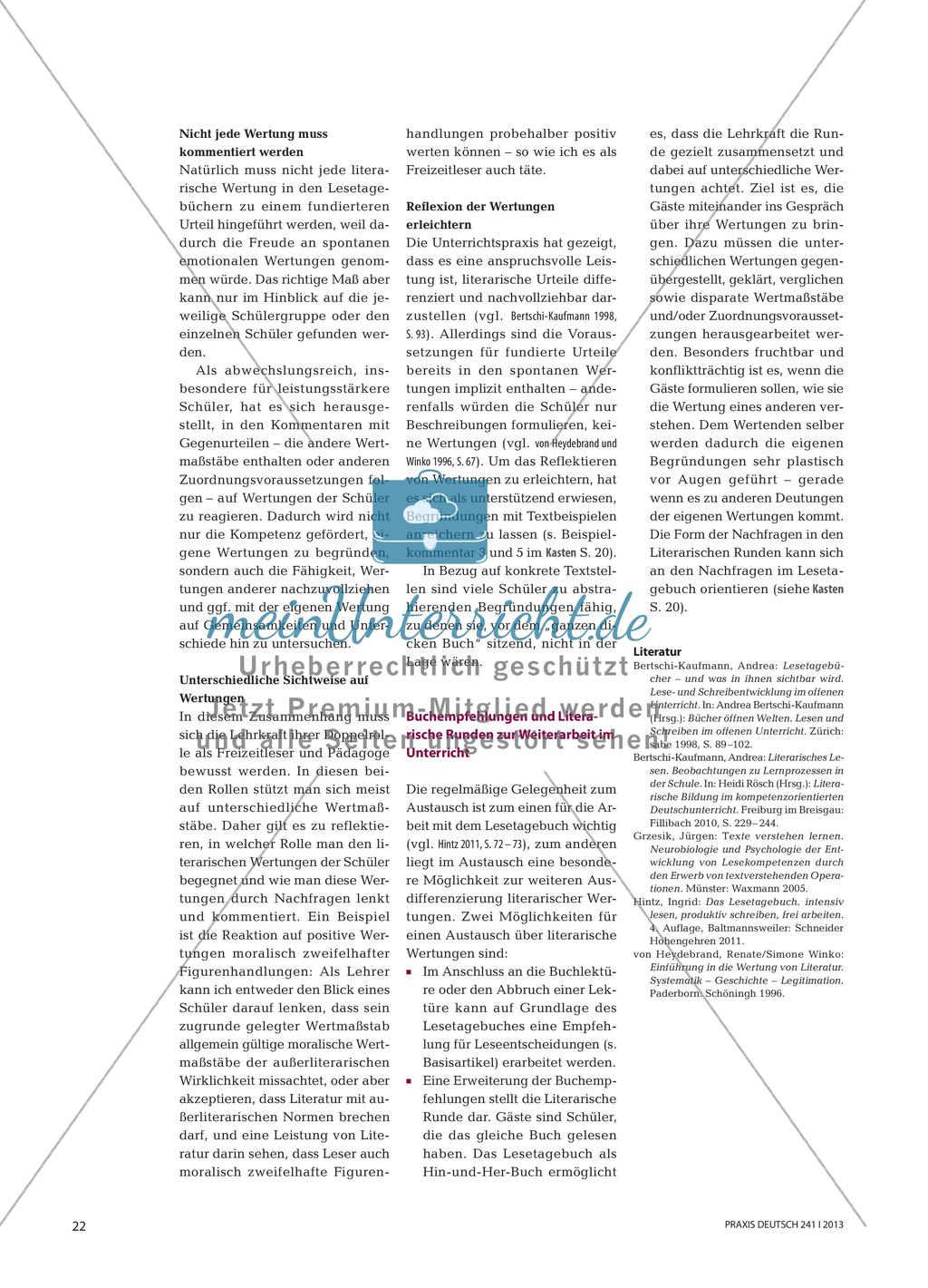 Förderung der Wertungskompetenz in der Arbeit mit Lesetagebüchern Preview 5