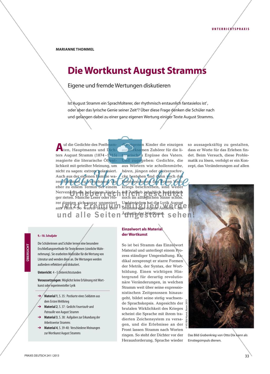 Die Wortkunst August Stramms - Eigene und fremde Wertungen diskutieren Preview 1