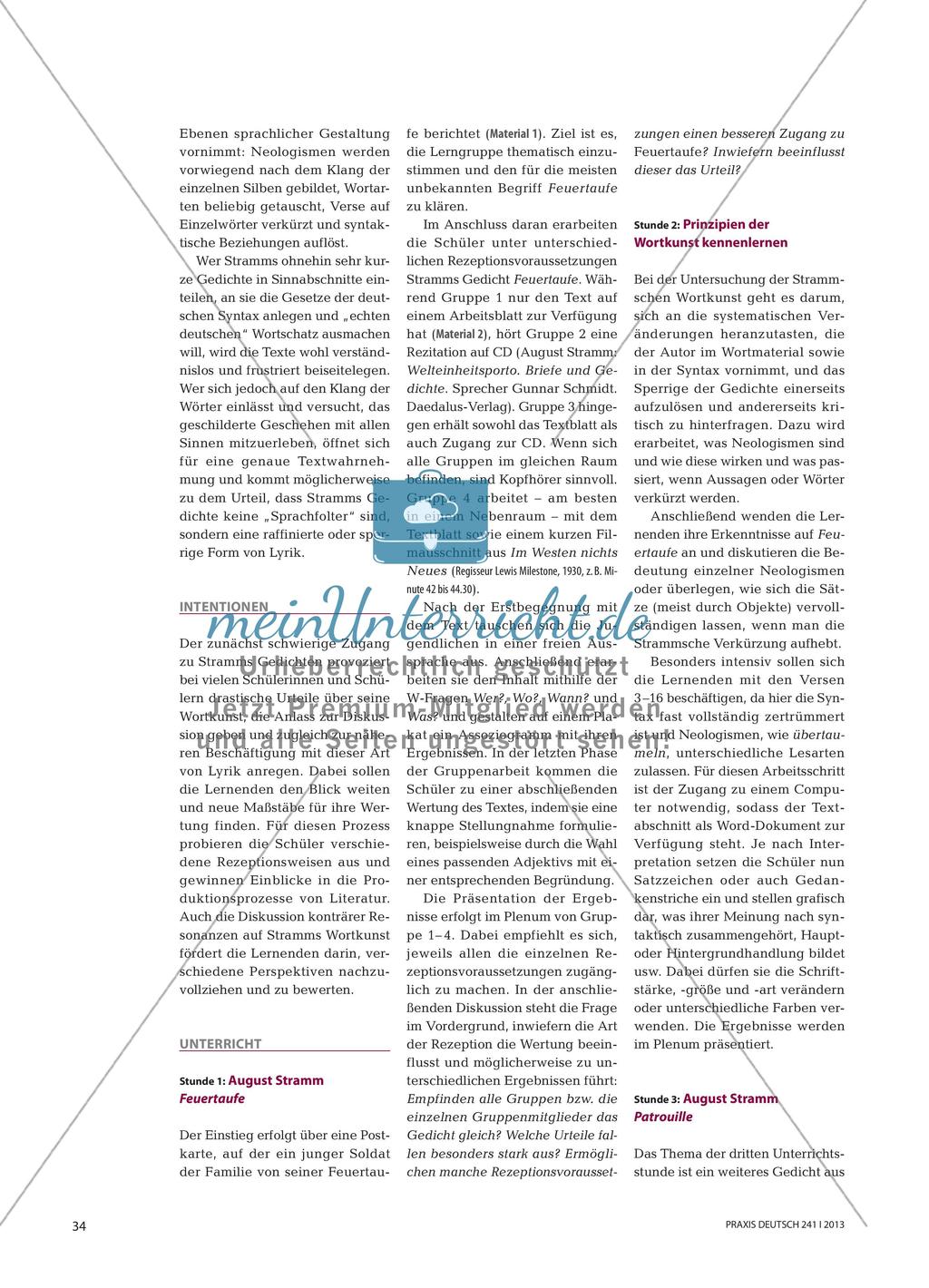 Die Wortkunst August Stramms - Eigene und fremde Wertungen diskutieren Preview 2