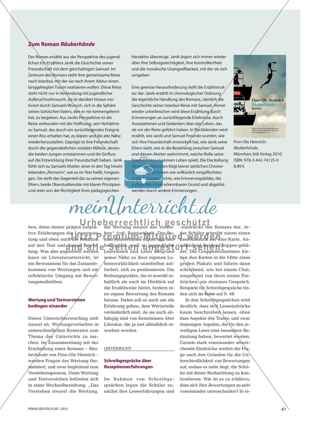 Werten als Prozess am Beispiel von Finn-Ole Heinrichs Roman Räuberhände Preview 2