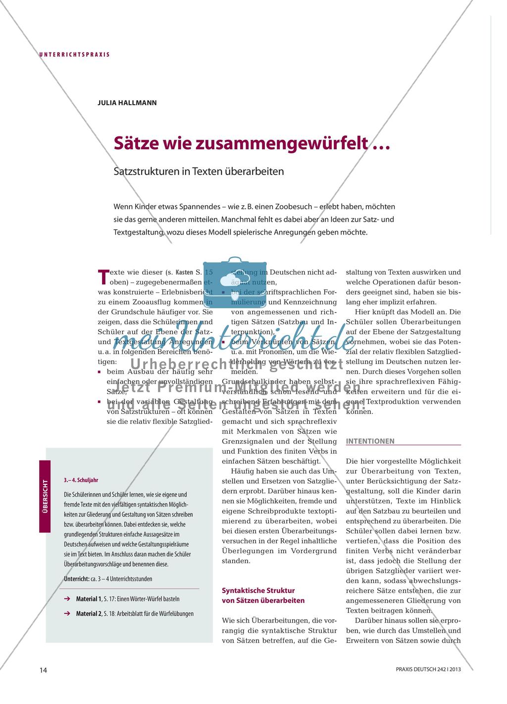 Sätze wie zusammengewürfelt … - Satzstrukturen in Texten überarbeiten Preview 1