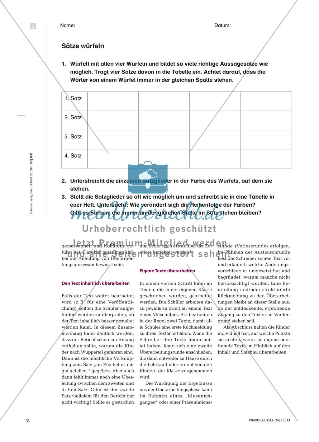 Sätze wie zusammengewürfelt … - Satzstrukturen in Texten überarbeiten Preview 5