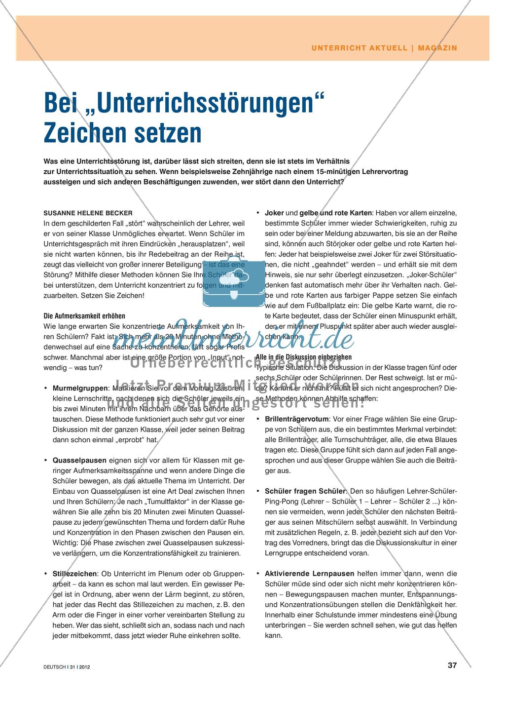Umgang mit Unterrichtsstörungen Preview 1