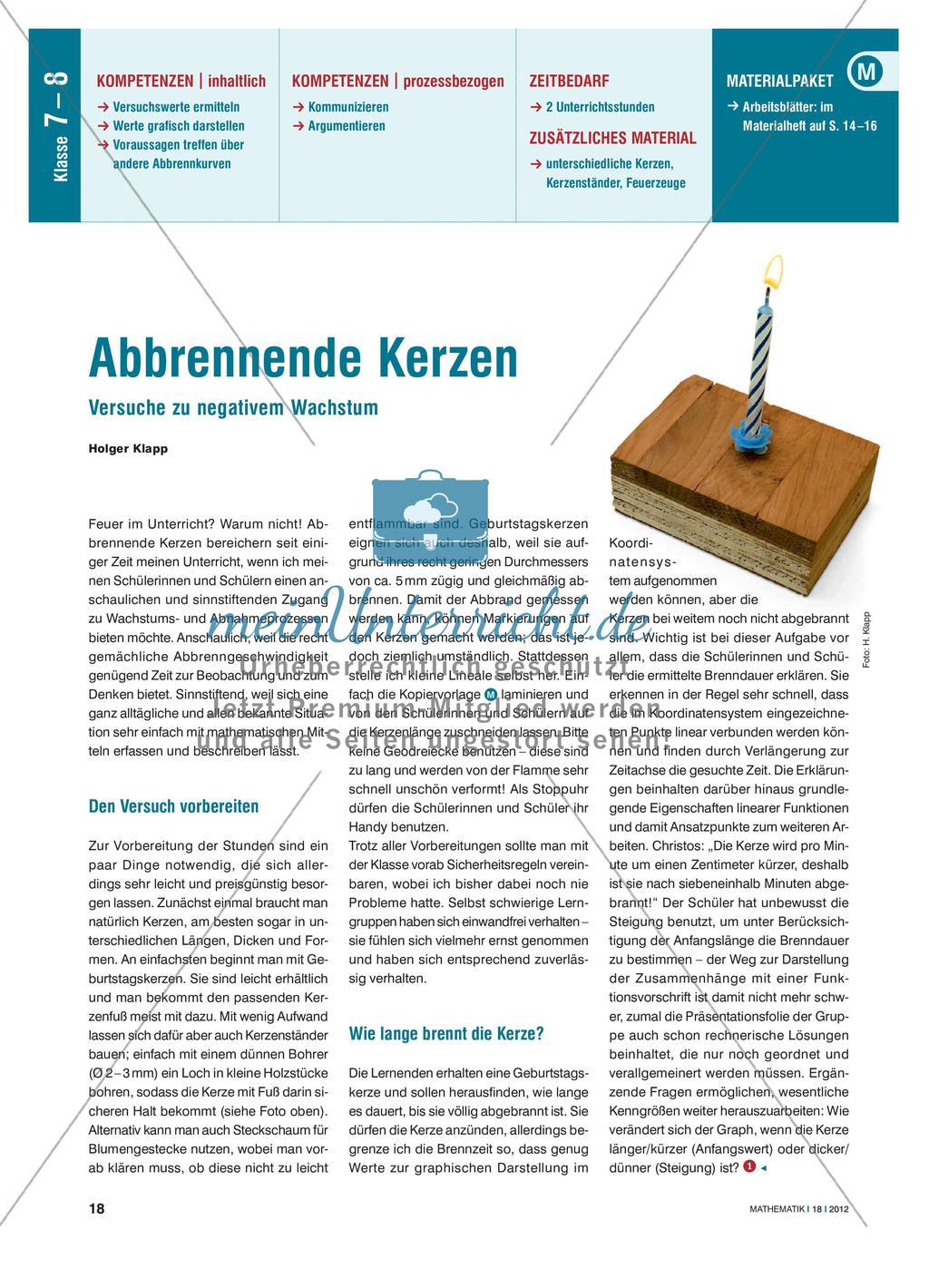 Abbrennende Kerzen - Versuche zu negativem Wachstum Preview 1