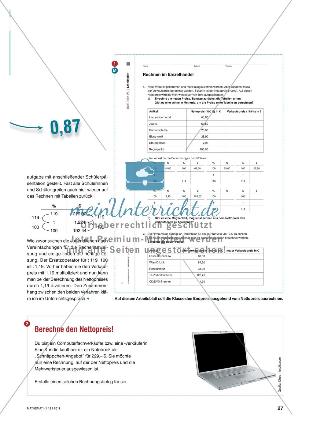 Rechenwege vereinfachen - Von der Prozentrechnung zum Dezimalfaktor Preview 2