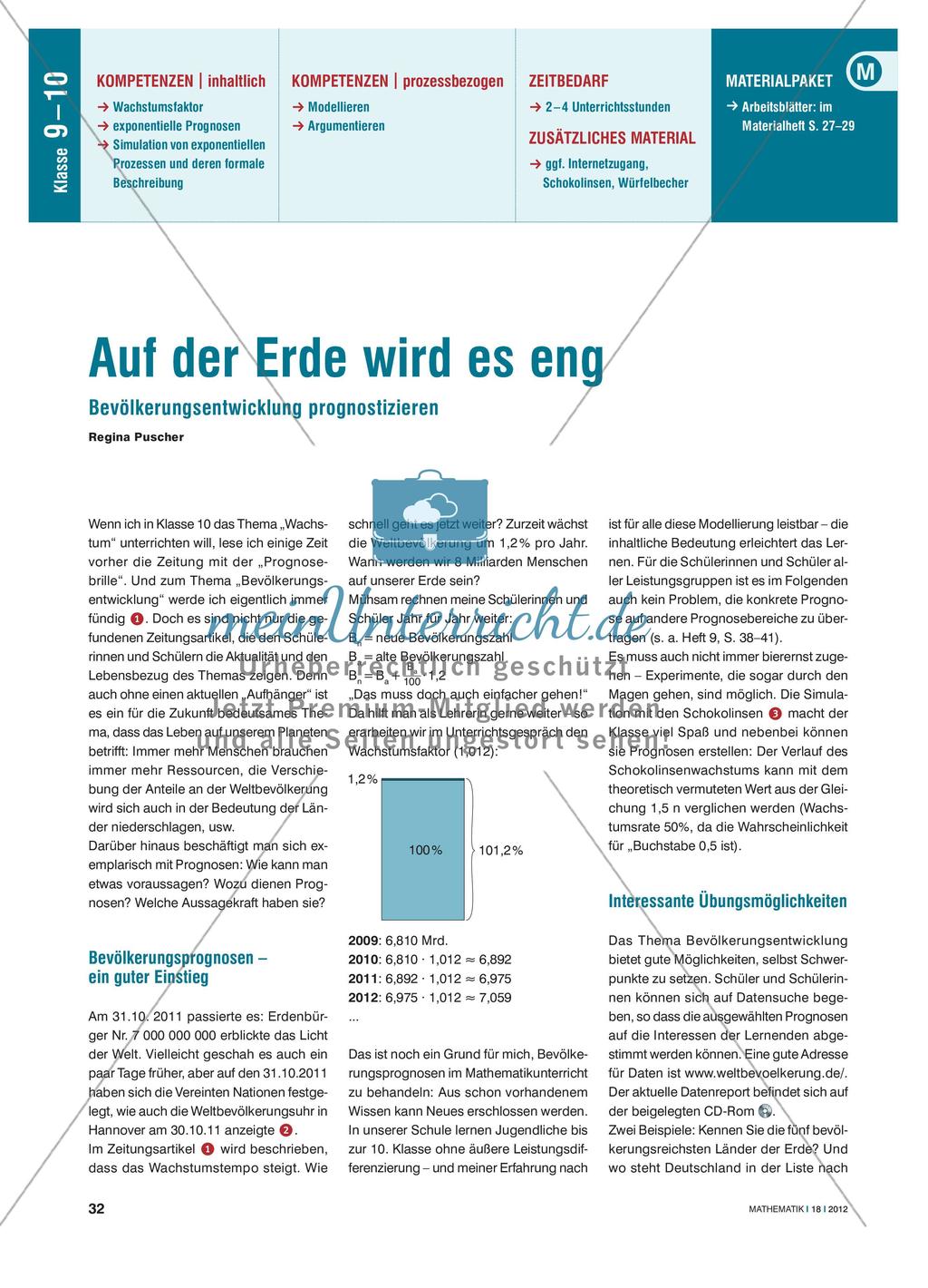 Auf der Erde wird es eng - Prognose zur Bevölkerungsentwicklung Preview 1