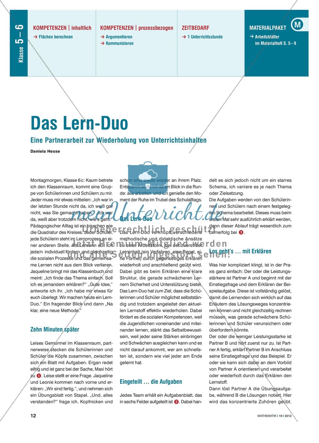 Das Lern-Duo - Eine Partnerarbeit zur Wiederholung von Unterrichtsinhalten Preview 1