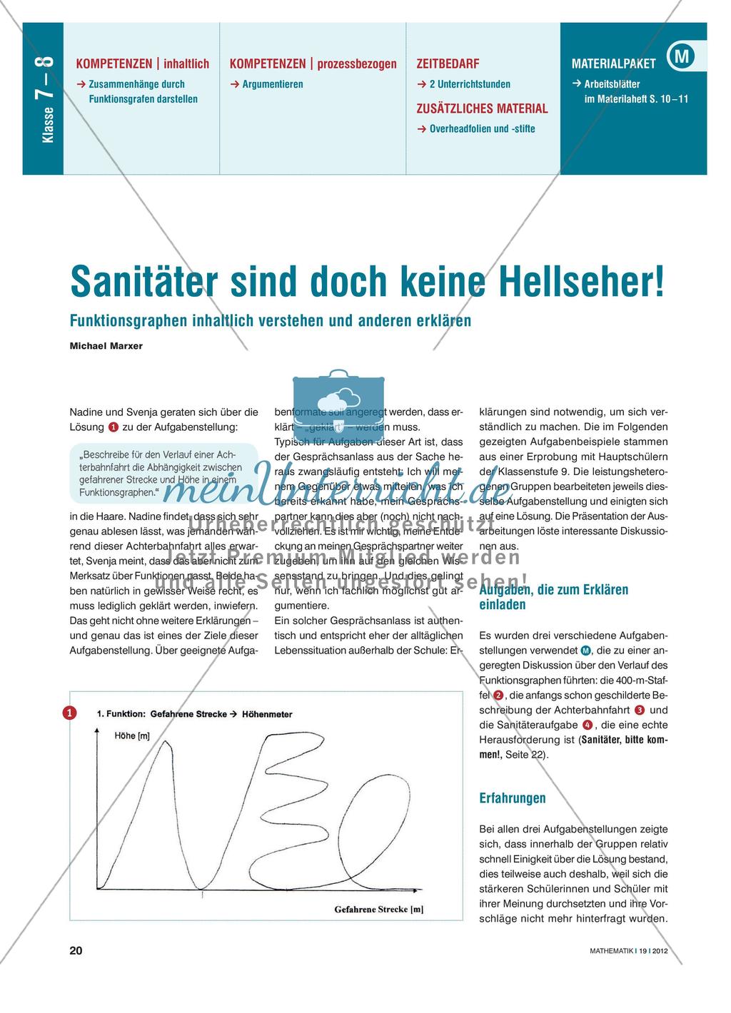 Sanitäter sind doch keine Hellseher! - Funktionsgraphen inhaltlich verstehen und anderen erklären Preview 1