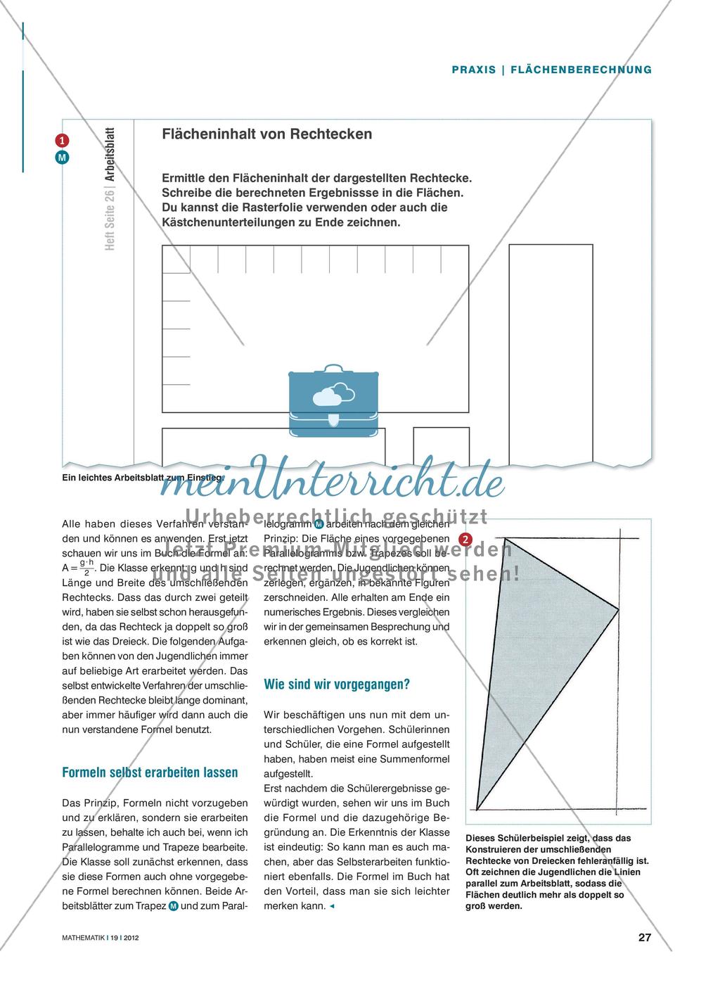 Ein Dreieck ist ein halbes Rechteck - Formeln zur Flächenberechnung selbst erarbeiten lassen Preview 2