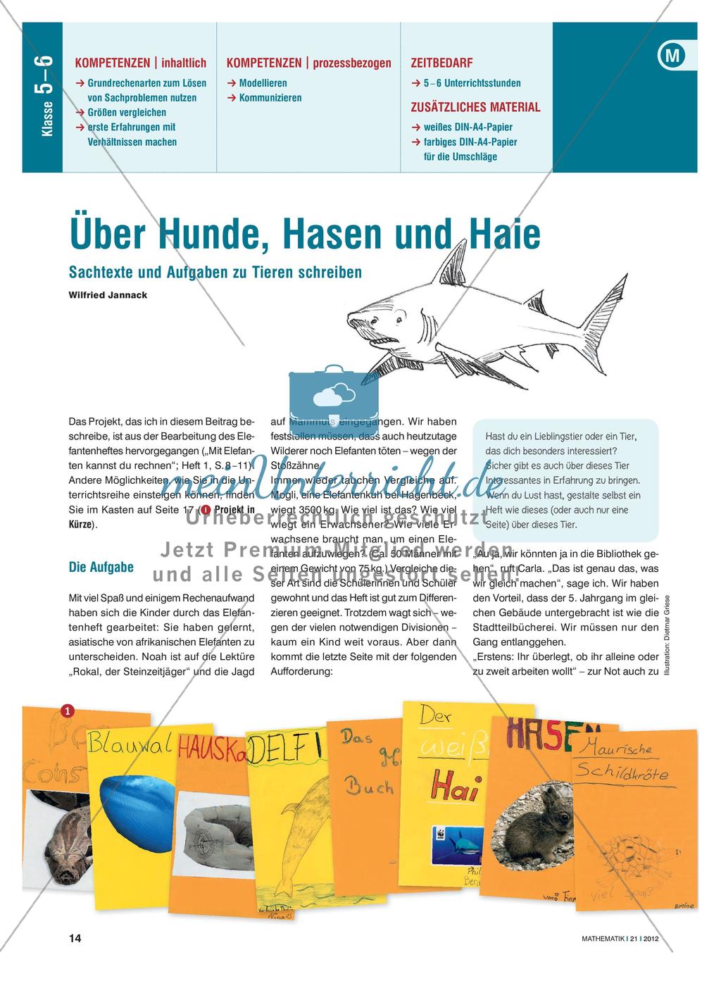 Über Hunde, Hasen und Haie - Sachtexte und Aufgaben zu Tieren Preview 1