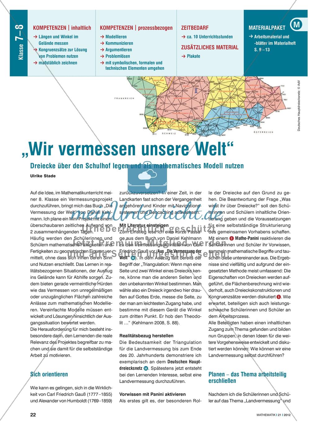Wir vermessen unsere Welt - Dreiecke als mathematisches Modell Preview 1