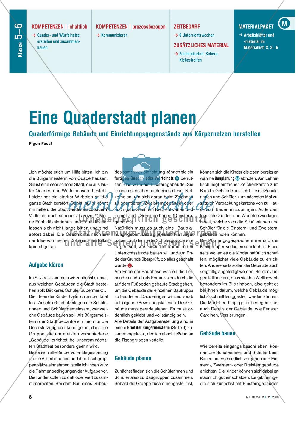 Planung einer Quaderstadt - Körpernetze von quaderförmigen Gebäuden und Einrichtungsgegenständen Preview 1