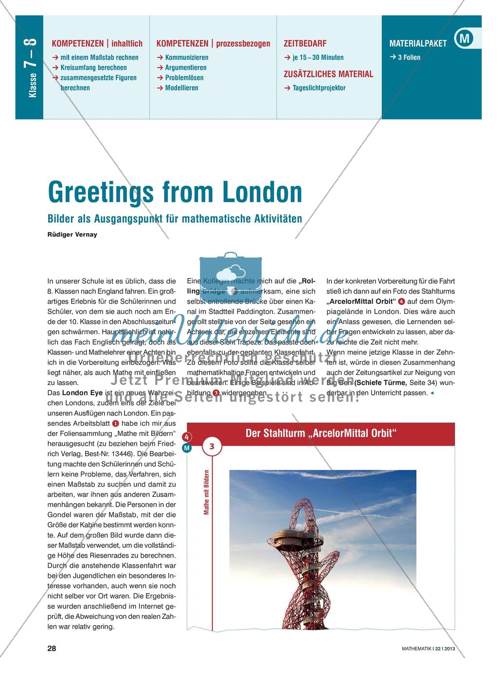 Greetings from London - Bilder als Ausgangspunkt für mathematische Aktivitäten Preview 1