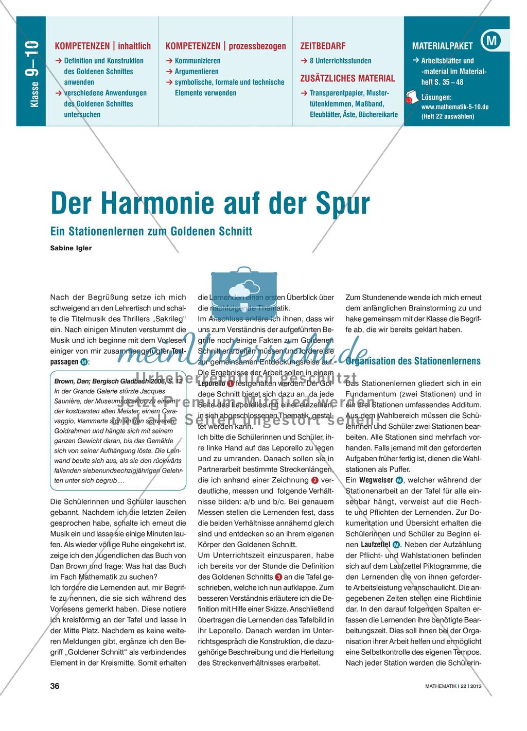 Der Harmonie auf der Spur - Ein Stationenlernen zum Goldenen Schnitt Preview 1