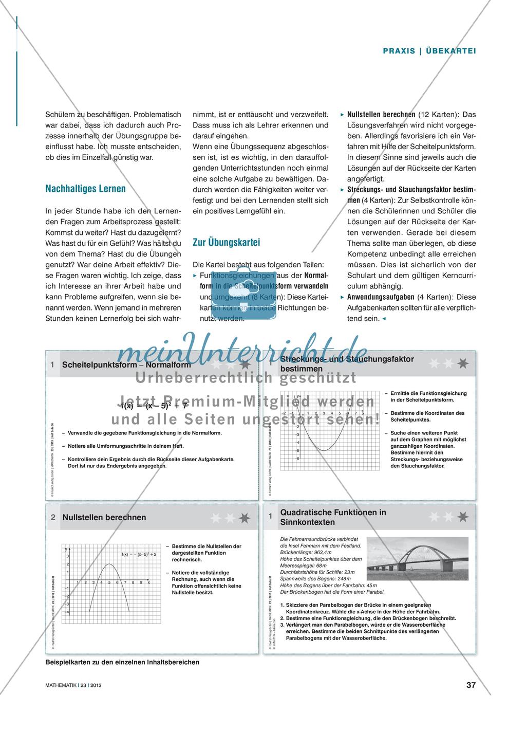 Durch Üben zum Erfolg - Quadratische Funktionen in einer Kartei Preview 2