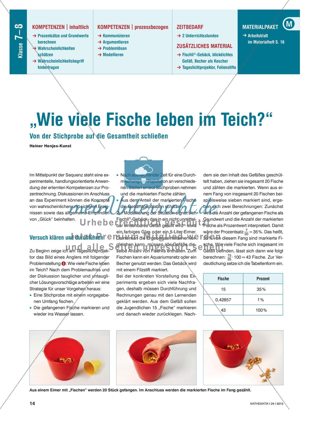 Wie viele Fische leben im Teich? - Von der Stichprobe auf die Gesamtheit schließen Preview 1