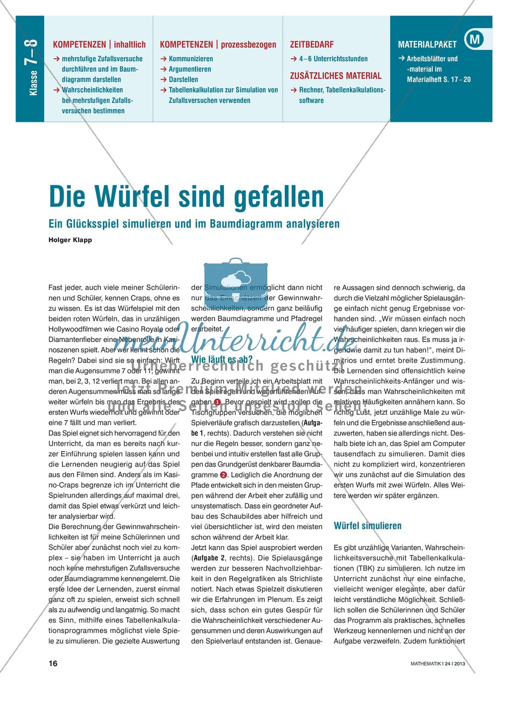 Die Würfel sind gefallen - Glücksspiel im Unterricht Preview 1