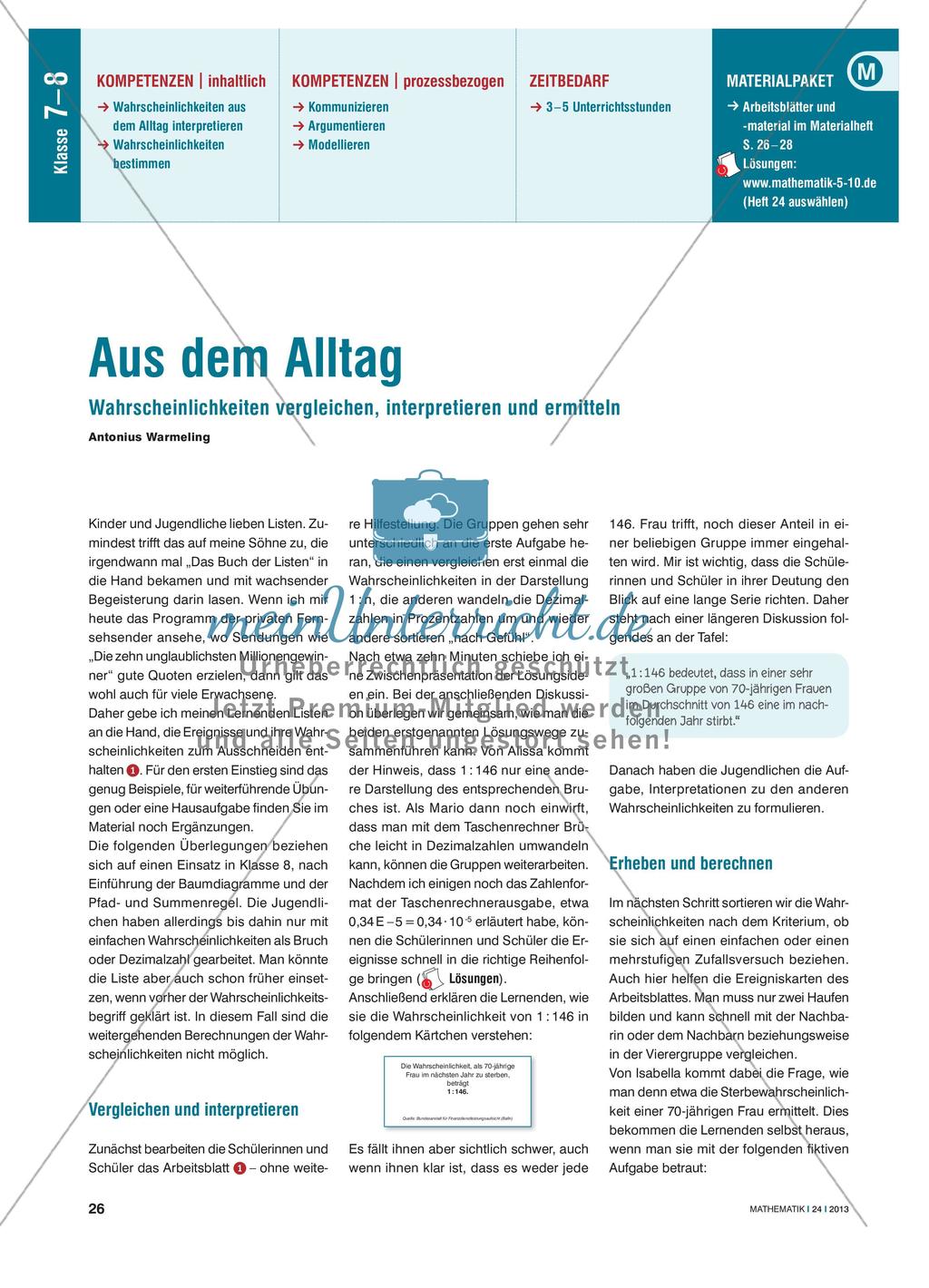 Wahrscheinlichkeitsrechnung im Alltag Preview 1