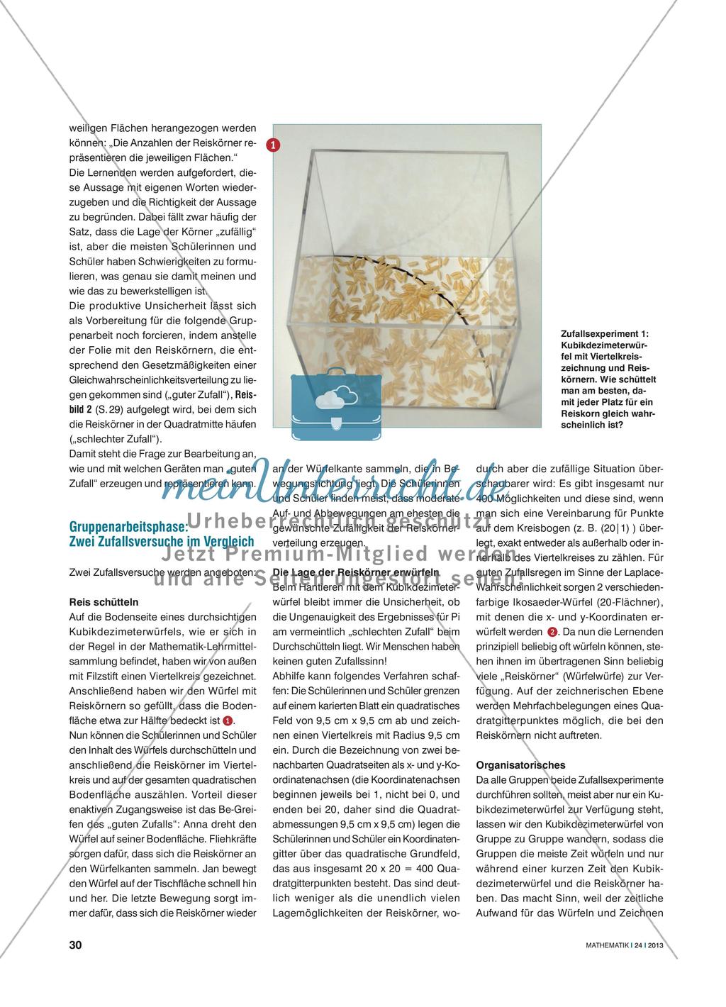 Auf der Jagd nach π – Zufallsexperimente zur Lösung eines geometrischen Problems Preview 3