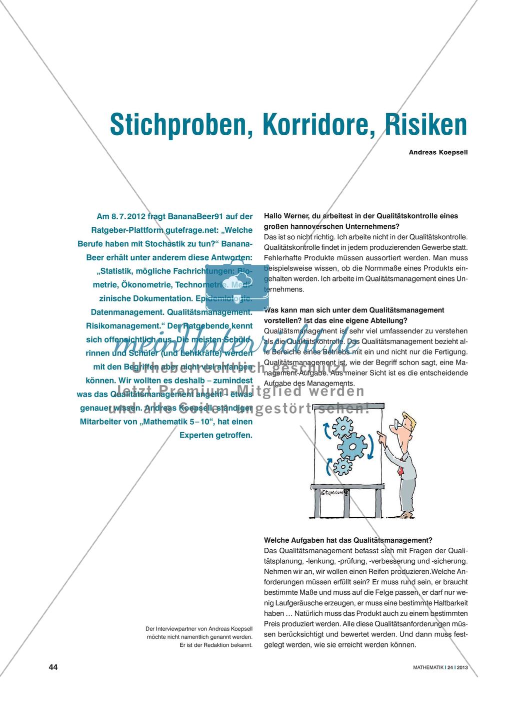 Stichproben, Korridore, Risiken Preview 1
