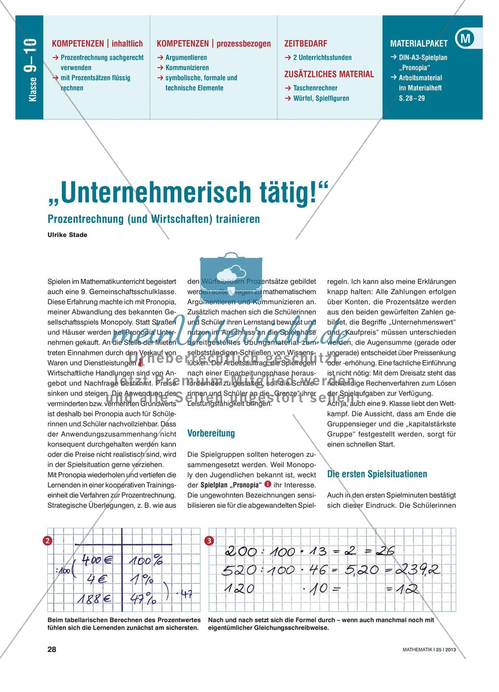 Unternehmerisch tätig! - Prozentrechnung (und Wirtschaften) Preview 1